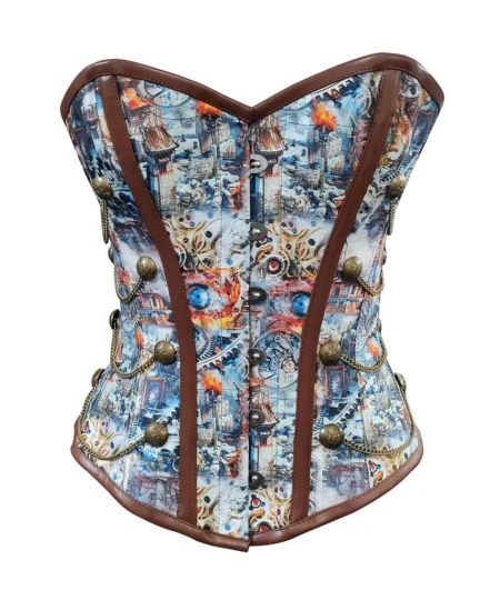 Steampunk Corset Leather Overbust waisttraine.com