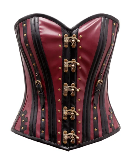 Steampunk Overbust Leather Corset waisttraine.com