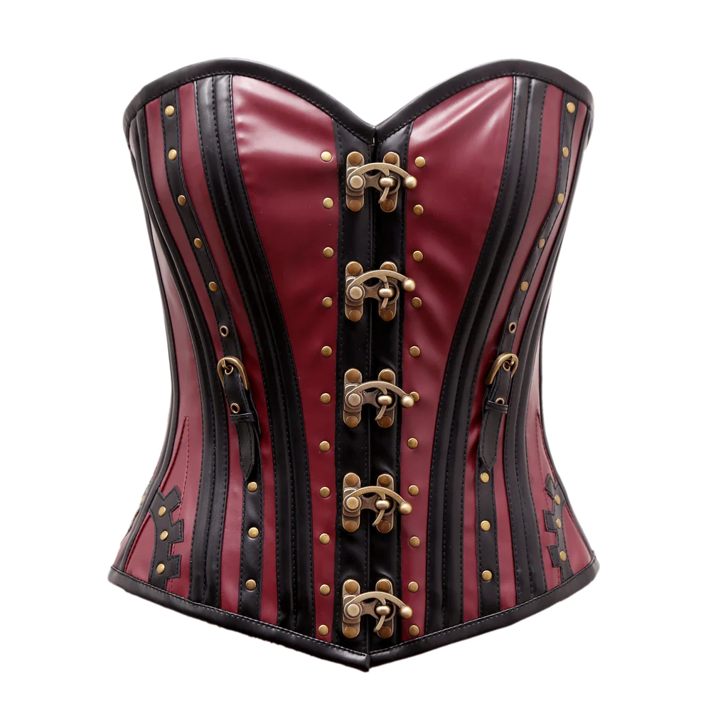 Steampunk Overbust Leather Corset waisttraine.com