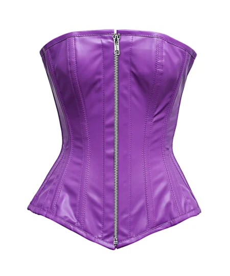 Steel Boned Purple Faux Leather Corset waisttraine.com