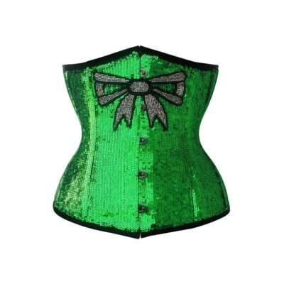 Underbust Green Corset Sequin waisttraine.com
