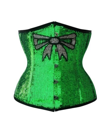 Underbust Green Corset Sequin waisttraine.com