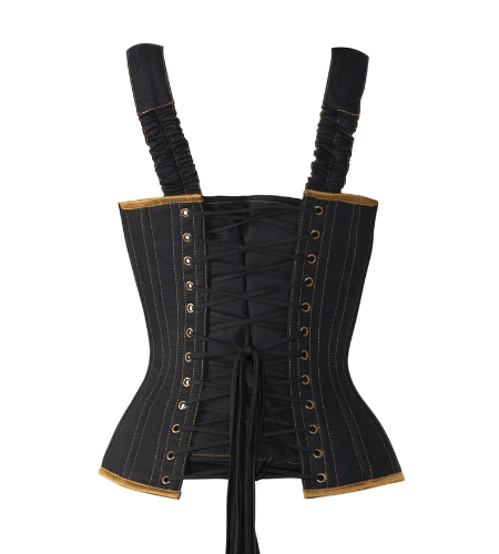 denim shoulder strap corset