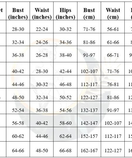 waist trainer size chart
