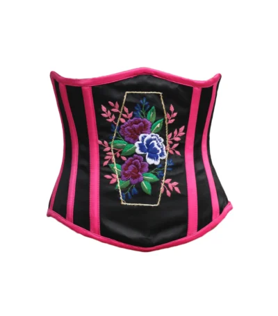 Coffin Embroidered Waist Reducing underbust Satin Corset waisttraine.com