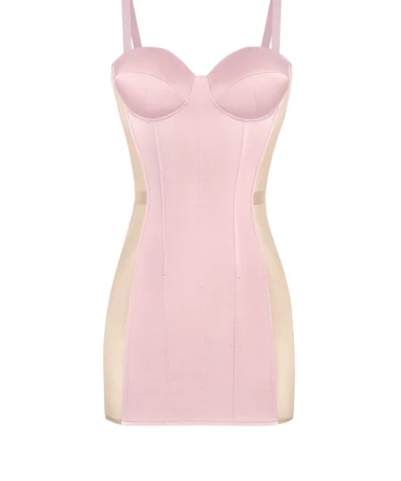 Satin Corset Dress With Mesh waisttraine.com