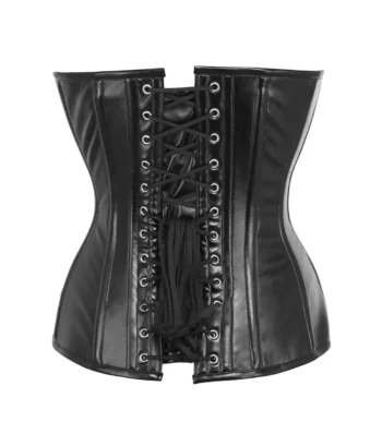 Leather Black Gothic Corset waisttraine.com