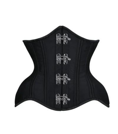 Black Satin Steel Boned Waist Training Corset waisttraine.com