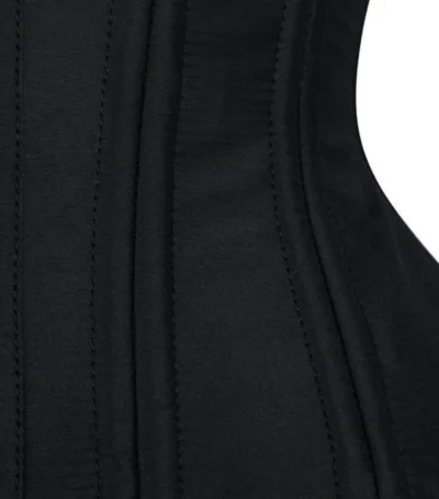 Black Satin Steel Boned Waist Training Corset waisttraine.com