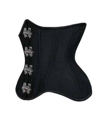 Black Satin Steel Boned Waist Training Corset waisttraine.com