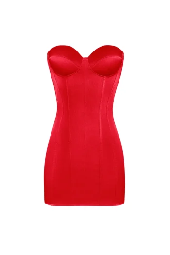 Red Satin Corset Dress waisttraine.com