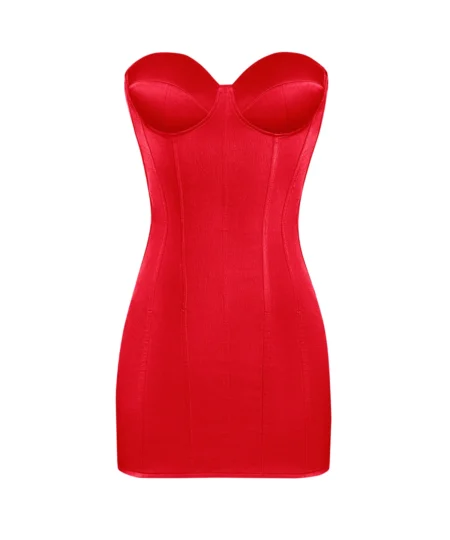 Red Satin Corset Dress waisttraine.com