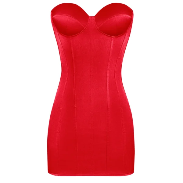 Red Satin Corset Dress waisttraine.com