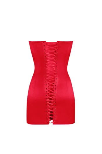 Red Satin Corset Dress waisttraine.com