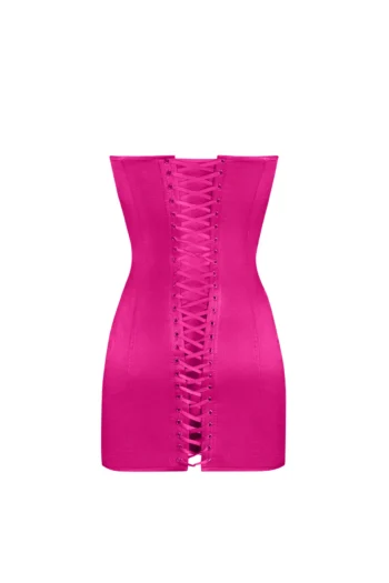 Hot Pink Satin Corset Dress waisttraine.com