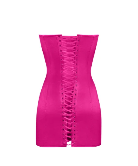 Hot Pink Satin Corset Dress waisttraine.com