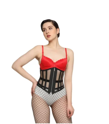 Black Mesh Underbust Corset waisttraine.com