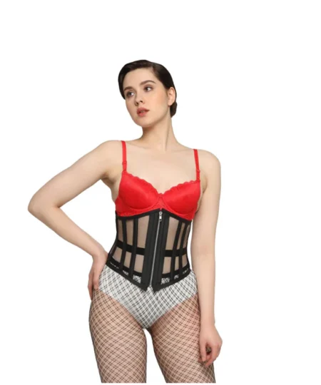 Black Mesh Underbust Corset waisttraine.com