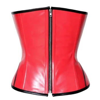 Red And Black Leather Corset waisttraine.com