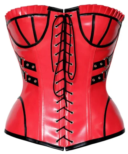 Red And Black Leather Corset waisttraine.com