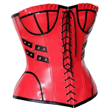 Red And Black Leather Corset waisttraine.com