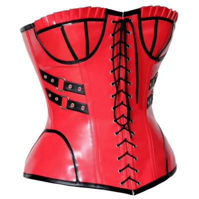 Red And Black Leather Corset waisttraine.com