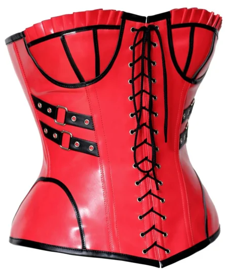 Red And Black Leather Corset waisttraine.com