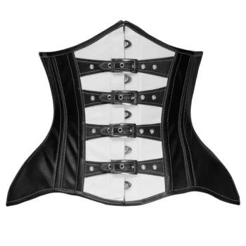 Steel Boned Leather Waist Cincher Gothic Punk Corset waisttraine.com