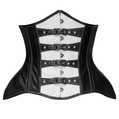 Steel Boned Leather Waist Cincher Gothic Punk Corset waisttraine.com