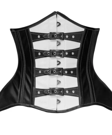 Steel Boned Leather Waist Cincher Gothic Punk Corset waisttraine.com