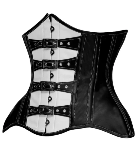 Steel Boned Leather Waist Cincher Gothic Punk Corset waisttraine.com