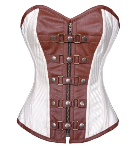 Brown Leather Corset Steampunk waisttraine.com