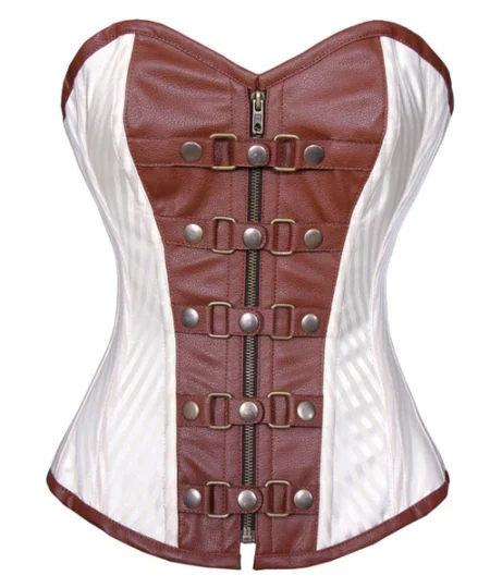 Brown Leather Corset Steampunk waisttraine.com
