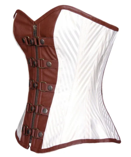 Brown Leather Corset Steampunk waisttraine.com