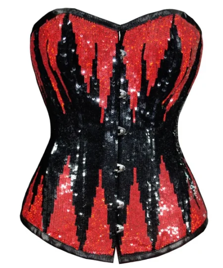 Black Sequin Corset Overbust waisttraine.com