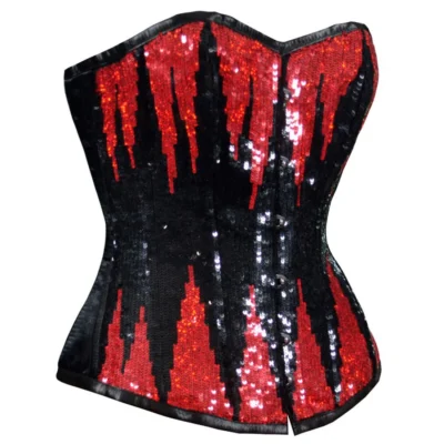 Black Sequin Corset Overbust waisttraine.com