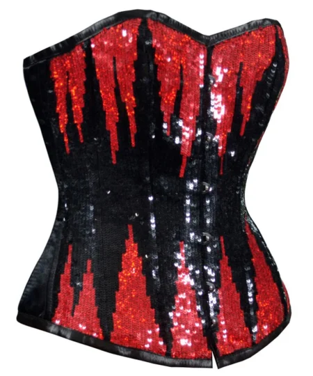Black Sequin Corset Overbust waisttraine.com