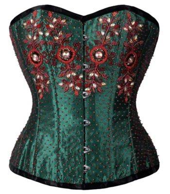Overbust Green Sequin Corset waisttraine.com