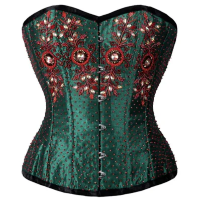 Overbust Green Sequin Corset waisttraine.com