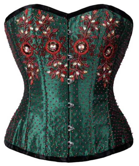 Overbust Green Sequin Corset waisttraine.com