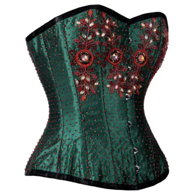Overbust Green Sequin Corset waisttraine.com