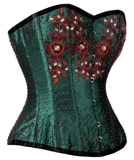Overbust Green Sequin Corset waisttraine.com