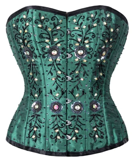 Green Silk Corset Sequin waisttraine.com