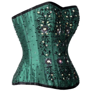 Green Silk Corset Sequin waisttraine.com