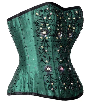 Green Silk Corset Sequin waisttraine.com