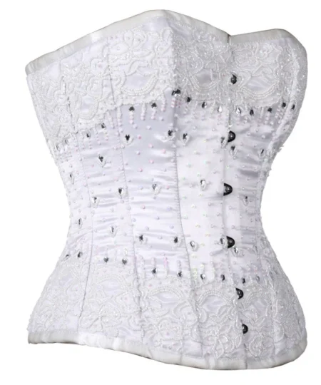 white beaded corset waisttraine.com