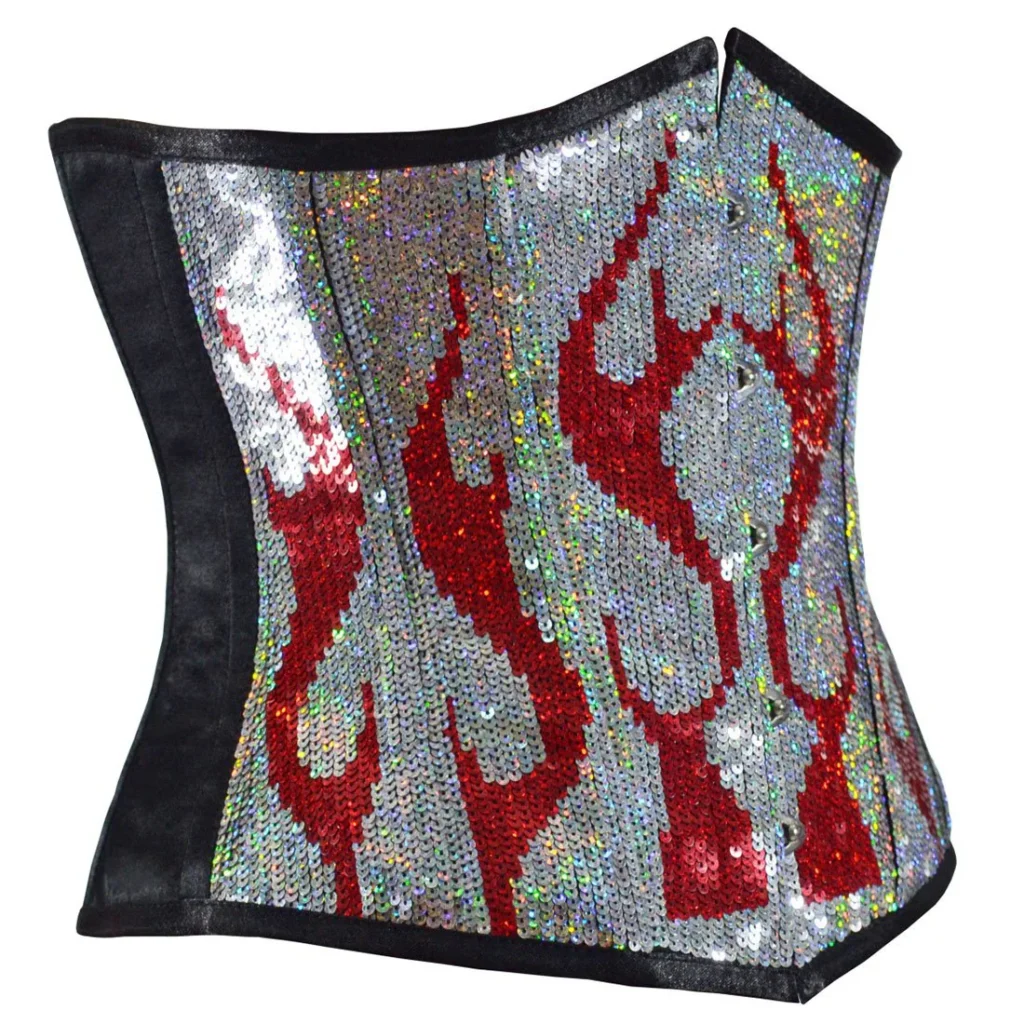 Burning Desire Red Silver Corset Sequin waisttraine.com