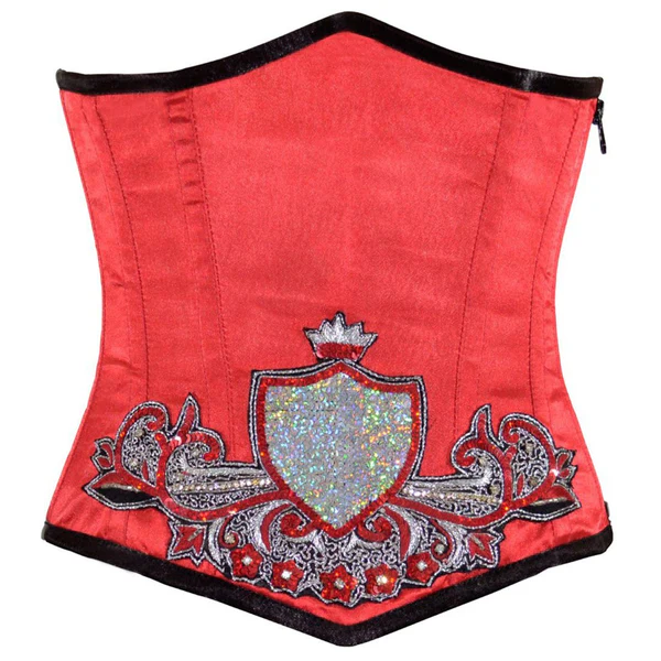 Red Satin Corset Sequin waisttraine.com