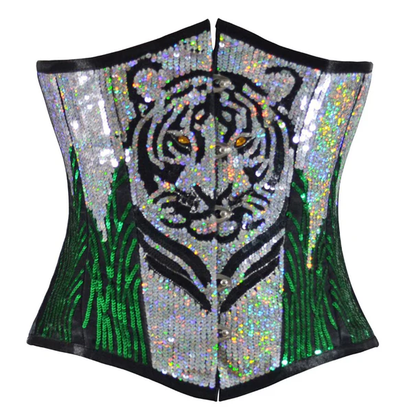 Silver Sequin Corset waisttraine.com
