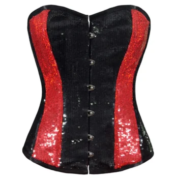 Black Red Sequin Corset waisttraine.com
